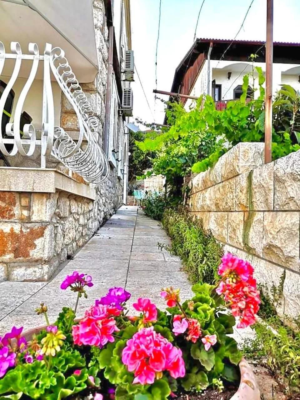 Lovely flower small house for two by the sea photo