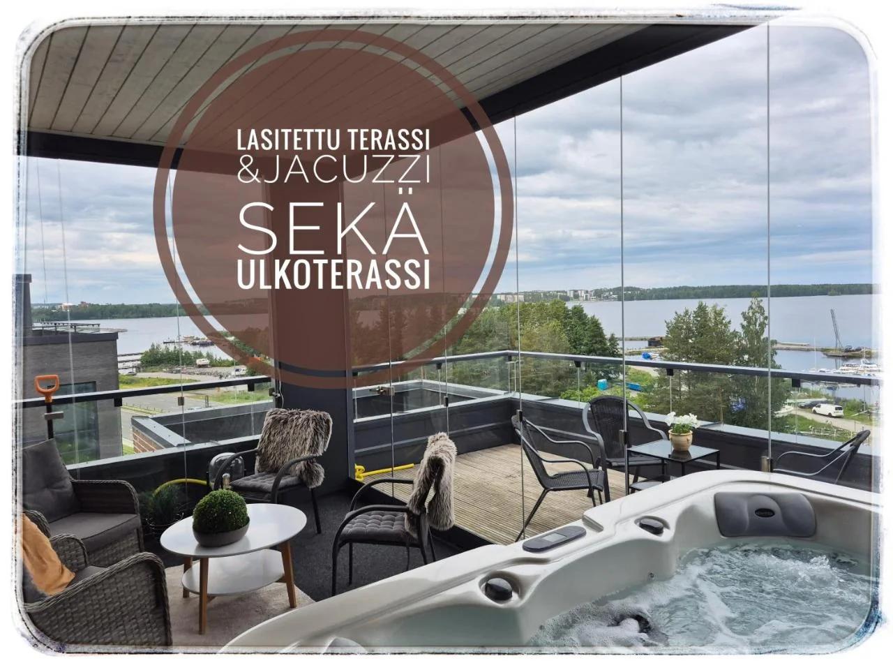 TAMPERE PENTHOUSE-tasokas moderni kaupunki huoneisto huipulla -ISO JACUZZI omalla KATTOTERASSILLA - AURINKOTUOLIT ja Aurinko odottaa Sinua - huikea maisema- - 10 HLÖ - free parking