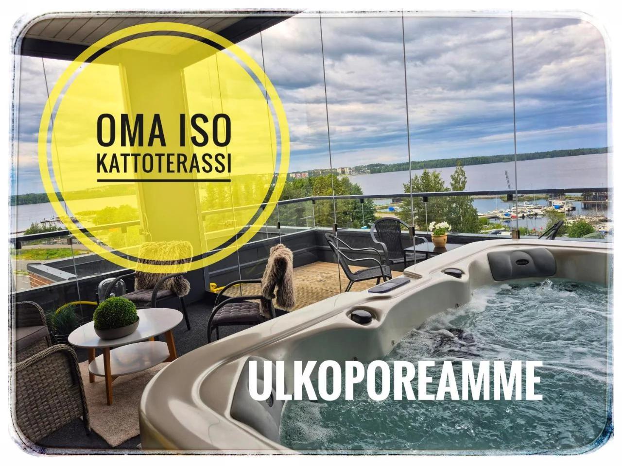 TAMPERE PENTHOUSE-tasokas moderni kaupunki huoneisto huipulla -ISO JACUZZI omalla KATTOTERASSILLA - AURINKOTUOLIT ja Aurinko odottaa Sinua - huikea maisema- - 10 HLÖ - free parking photo
