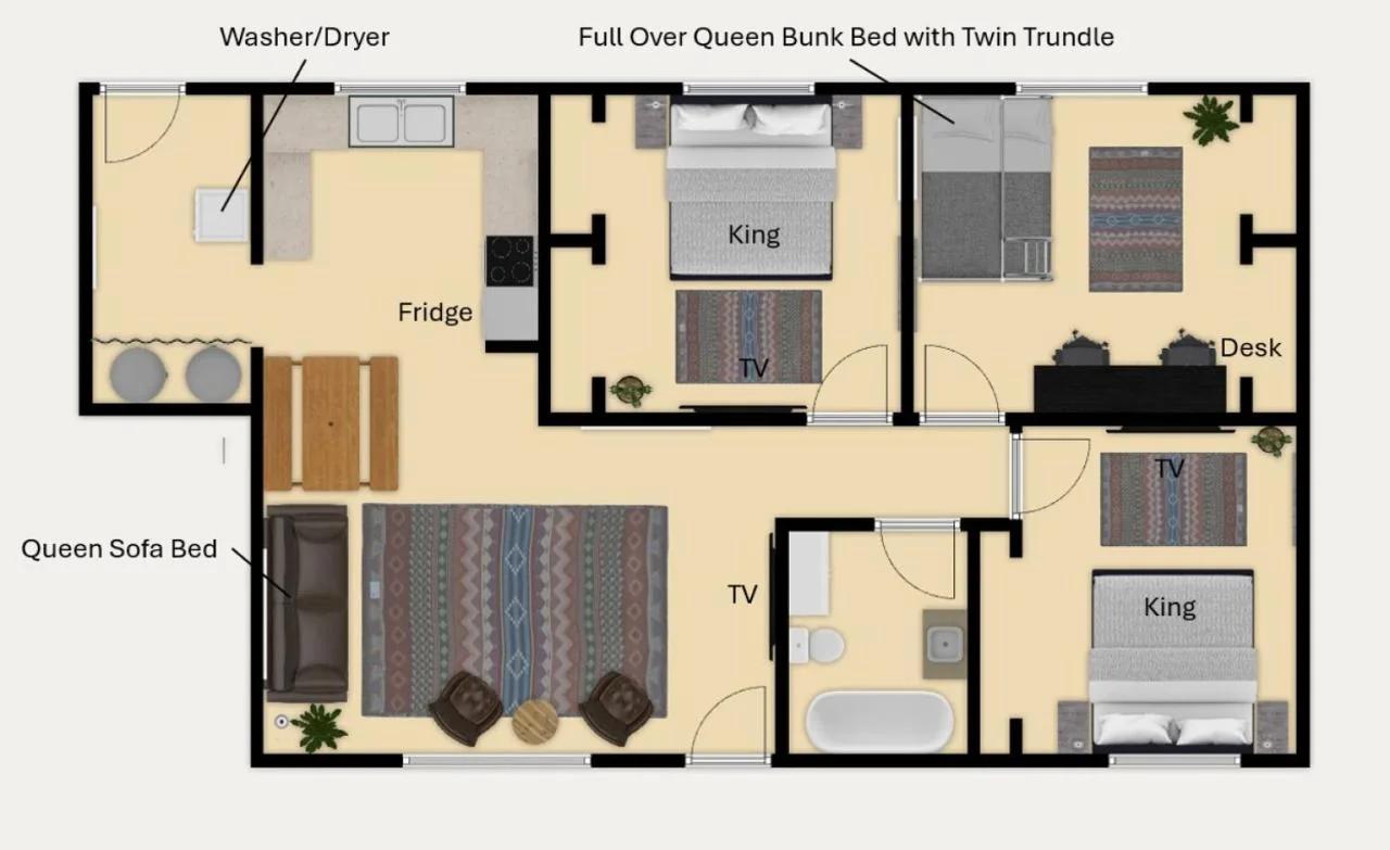 3Bd, King, Brkfst, Large TVs, WD, Sleeps 11, BBQ photo